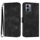 For Motorola Moto G14 Line Pattern Skin Feel Leather Phone Case(Black) - 1