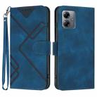 For Motorola Moto G14 Line Pattern Skin Feel Leather Phone Case(Royal Blue) - 1