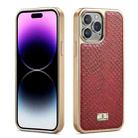 For iPhone 15 Pro Max Fierre Shann Snake Texture Electroplating PU Phone Case(Red) - 1