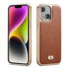 For iPhone 15 Fierre Shann Snake Texture Electroplating PU Phone Case(Brown) - 1