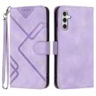 For Samsung Galaxy M34 Line Pattern Skin Feel Leather Phone Case(Light Purple) - 1