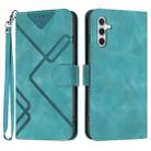 For Samsung Galaxy M54 Line Pattern Skin Feel Leather Phone Case(Light Blue) - 1
