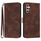 For Samsung Galaxy M54 Line Pattern Skin Feel Leather Phone Case(Coffee) - 1