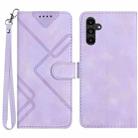 For Samsung Galaxy A25 Line Pattern Skin Feel Leather Phone Case(Light Purple) - 1