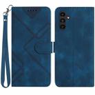 For Samsung Galaxy A25 Line Pattern Skin Feel Leather Phone Case(Royal Blue) - 1