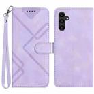 For Samsung Galaxy S23 FE 5G Line Pattern Skin Feel Leather Phone Case(Light Purple) - 1