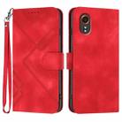 For Samsung Galaxy Xcover7 5G Line Pattern Skin Feel Leather Phone Case(Red) - 1