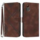 For Samsung Galaxy Xcover7 5G Line Pattern Skin Feel Leather Phone Case(Coffee) - 1