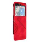 For Samsung Galaxy Z Flip5 Line Pattern Skin Feel Leather Phone Case(Red) - 1