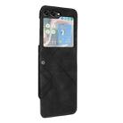 For Samsung Galaxy Z Flip5 Line Pattern Skin Feel Leather Phone Case(Black) - 1