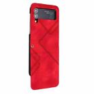 For Samsung Galaxy Z Flip4 Line Pattern Skin Feel Leather Phone Case(Red) - 1