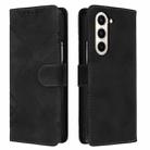 For Samsung Galaxy Z Fold5 Line Pattern Skin Feel Leather Phone Case(Black) - 1