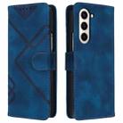 For Samsung Galaxy Z Fold5 Line Pattern Skin Feel Leather Phone Case(Royal Blue) - 1