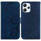 For Xiaomi Redmi 12 Little Tiger Embossed Leather Phone Case(Dark Blue) - 1