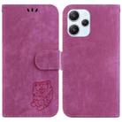 For Xiaomi Redmi 12 Little Tiger Embossed Leather Phone Case(Rose Red) - 1