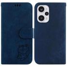 For Redmi Note 12 Turbo Little Tiger Embossed Leather Phone Case(Dark Blue) - 1