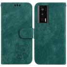 For Redmi K60 / K60 Pro Little Tiger Embossed Leather Phone Case(Green) - 1