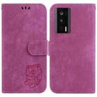 For Redmi K60 / K60 Pro Little Tiger Embossed Leather Phone Case(Rose Red) - 1