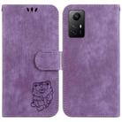 For Xiaomi Redmi Note 12S Little Tiger Embossed Leather Phone Case(Purple) - 1