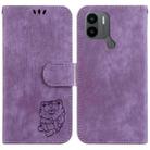 For Xiaomi Redmi A1+ 4G Global Little Tiger Embossed Leather Phone Case(Purple) - 1