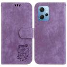 For Redmi Note 12 4G Global Little Tiger Embossed Leather Phone Case(Purple) - 1