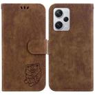 For Redmi Note 12 Pro+ Global Little Tiger Embossed Leather Phone Case(Brown) - 1