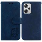 For Redmi Note 12 Pro+ Global Little Tiger Embossed Leather Phone Case(Dark Blue) - 1