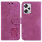 For Redmi Note 12 Pro+ Global Little Tiger Embossed Leather Phone Case(Rose Red) - 1
