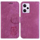 For Redmi Note 12 Pro 5G Global Little Tiger Embossed Leather Phone Case(Rose Red) - 1