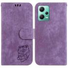 For Redmi Note 12 5G Global Little Tiger Embossed Leather Phone Case(Purple) - 1