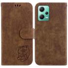 For Redmi Note 12 5G Global Little Tiger Embossed Leather Phone Case(Brown) - 1