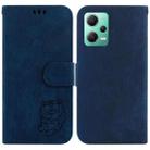 For Redmi Note 12 5G Global Little Tiger Embossed Leather Phone Case(Dark Blue) - 1