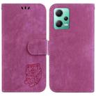 For Redmi Note 12 5G Global Little Tiger Embossed Leather Phone Case(Rose Red) - 1