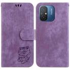 For Xiaomi Redmi 12C / 11A Little Tiger Embossed Leather Phone Case(Purple) - 1