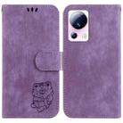 For Xiaomi 13 Lite / Civi 2 Little Tiger Embossed Leather Phone Case(Purple) - 1