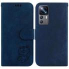 For Xiaomi 12T / 12T Pro Little Tiger Embossed Leather Phone Case(Dark Blue) - 1