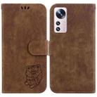 For Xiaomi 12 Lite Little Tiger Embossed Leather Phone Case(Brown) - 1