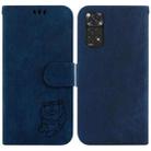 For Redmi Note 11 Global / Note 11S Little Tiger Embossed Leather Phone Case(Dark Blue) - 1