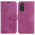 For Redmi Note 11 Global / Note 11S Little Tiger Embossed Leather Phone Case(Rose Red) - 1
