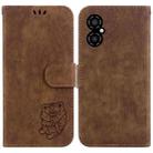 For Xiaomi Poco M4 5G Little Tiger Embossed Leather Phone Case(Brown) - 1