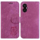 For Xiaomi Poco M4 5G Little Tiger Embossed Leather Phone Case(Rose Red) - 1