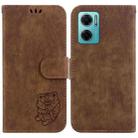 For Redmi Note 11E / Redmi 10 5G Little Tiger Embossed Leather Phone Case(Brown) - 1