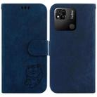 For Xiaomi Redmi 10A Little Tiger Embossed Leather Phone Case(Dark Blue) - 1