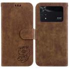 For Xiaomi Poco M4 Pro Little Tiger Embossed Leather Phone Case(Brown) - 1