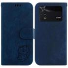 For Xiaomi Poco M4 Pro Little Tiger Embossed Leather Phone Case(Dark Blue) - 1