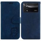 For Xiaomi Poco X4 Pro 5G Little Tiger Embossed Leather Phone Case(Dark Blue) - 1