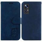 For Xiaomi 12 / 12X Little Tiger Embossed Leather Phone Case(Dark Blue) - 1