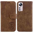 For Xiaomi 12 Pro Little Tiger Embossed Leather Phone Case(Brown) - 1