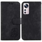 For Xiaomi 12 Pro Little Tiger Embossed Leather Phone Case(Black) - 1