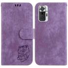 For Redmi Note 10 Lite / Note 10 Pro Little Tiger Embossed Leather Phone Case(Purple) - 1